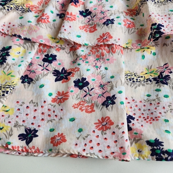 MAISON JULES Women's Pink Floral Print Smocked Tiered Skirt Elastic Waist Sz S - Picture 8 of 12